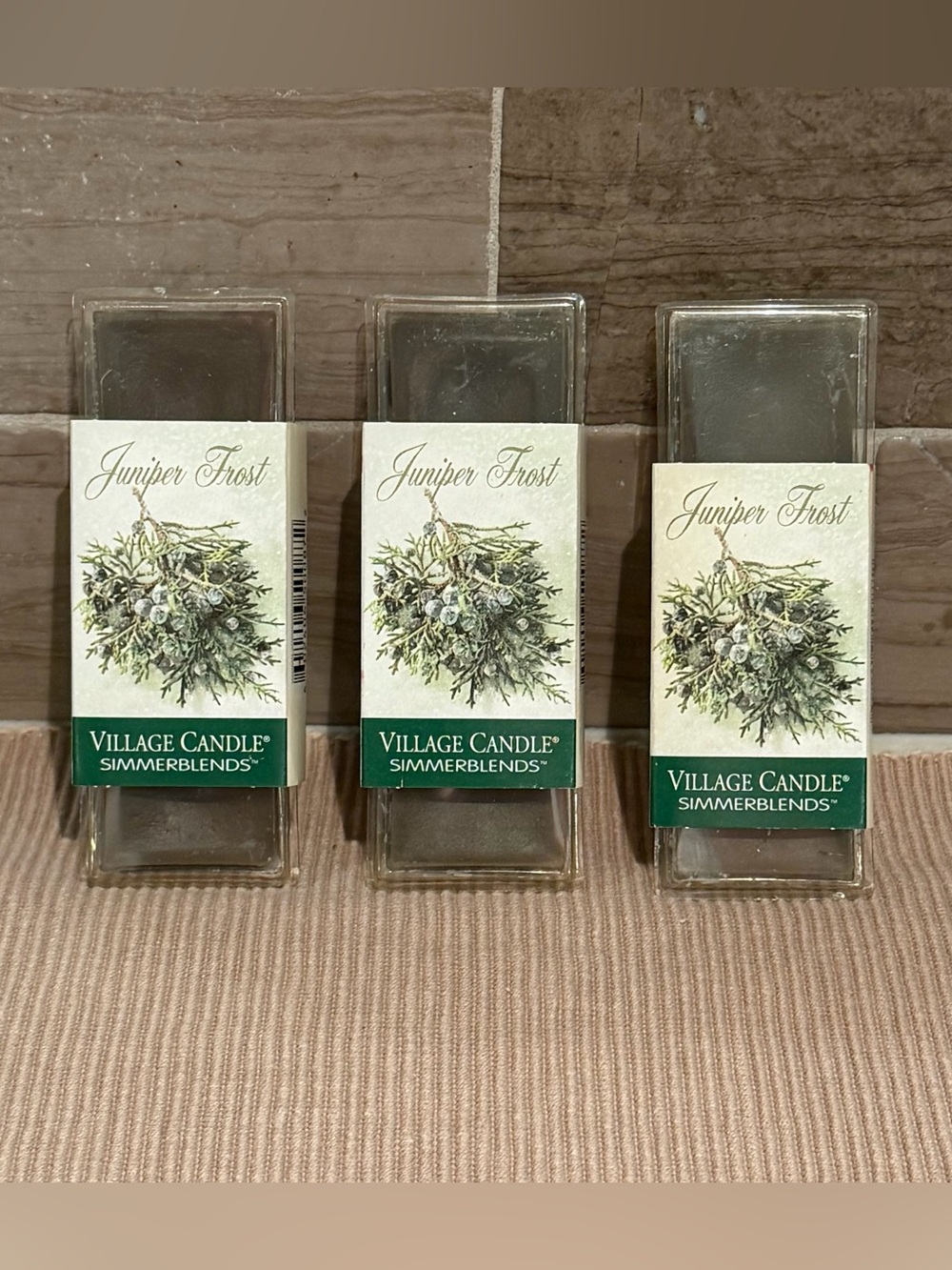 NWT Set of 3 Village Candle Simmerblends Juniper Frost Wax Melts 1.5 oz Each
